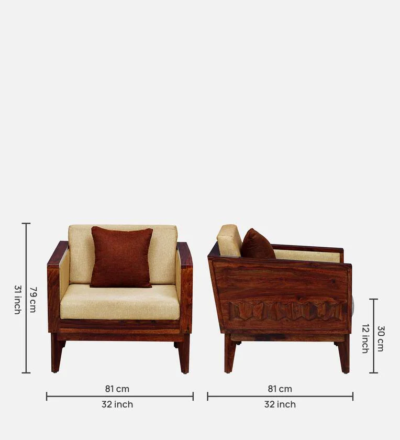 One Seater Designer Sofa for Drawing Room with Premium Wooden Support - Image 3