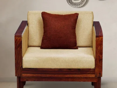 One seater designer sofa with wooden support for drawing room
