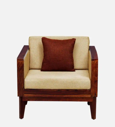 One Seater Designer Sofa for Drawing Room with Premium Wooden Support - Image 4