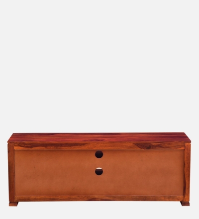 TV Stand in Solid Sheesham Wood with Woven Drawer Front Design - Image 5