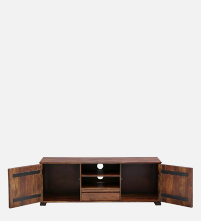 TV Unit with Drawers and Open Rack in Sheesham for Living Room - Image 4