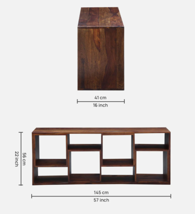 Sheesham Wood Media Unit with Smooth Finish and Entertainment Shelves - Image 3