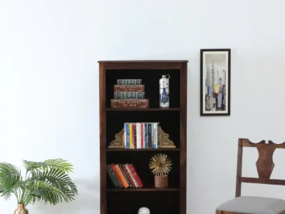 Handmade Sheesham wood bookshelf with adjustable shelves and natural finish by Sarve Furniture