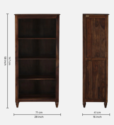 Handmade Sheesham Bookshelf with Natural Finish and Adjustable Shelves - Image 3
