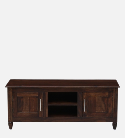 Smart Storage TV Table in Solid Sheesham Wood with Cable Slots - Image 5
