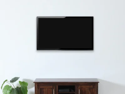 Solid Sheesham wood TV table with drawers and cable slots by Sarve Furniture