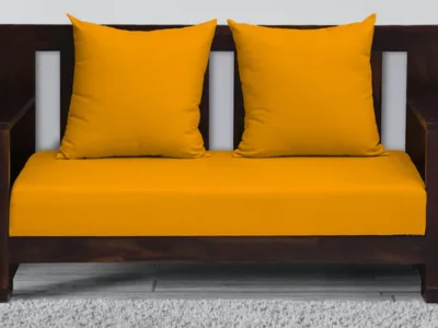 Classic 2 seater sofa with soft cushions and compact wooden frame for couples