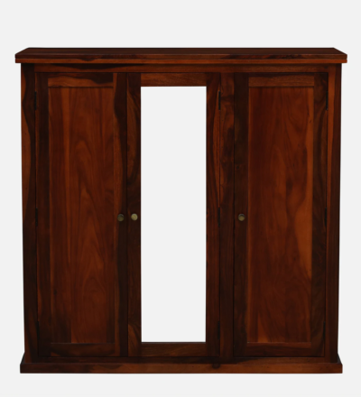 Rustic Sheesham Wood Wardrobe with Brass Handles and Drawers By Sarve Furniture - Image 9