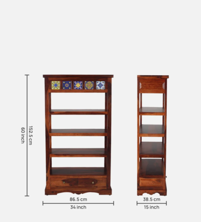Modern Sheesham Bookshelf with Sleek Edges and Durable Construction - Image 3