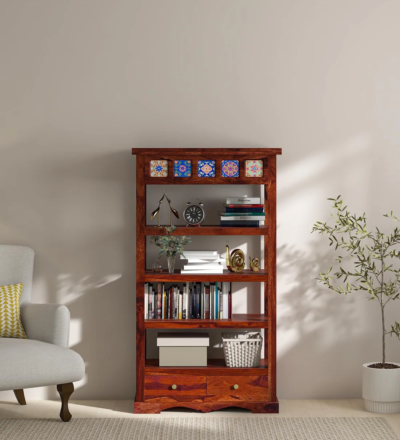 Modern Sheesham wood bookshelf with sleek design and sturdy build by Sarve Furniture