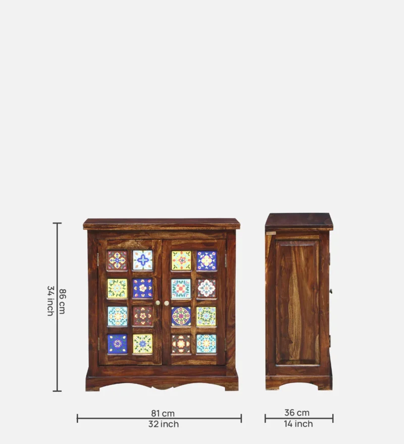 Solid Sheesham Wood Cabinet with Dual Doors and Inner Shelf Storage Online - Image 3
