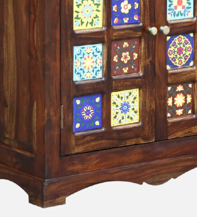 Solid Sheesham Wood Cabinet with Dual Doors and Inner Shelf Storage Online - Image 10