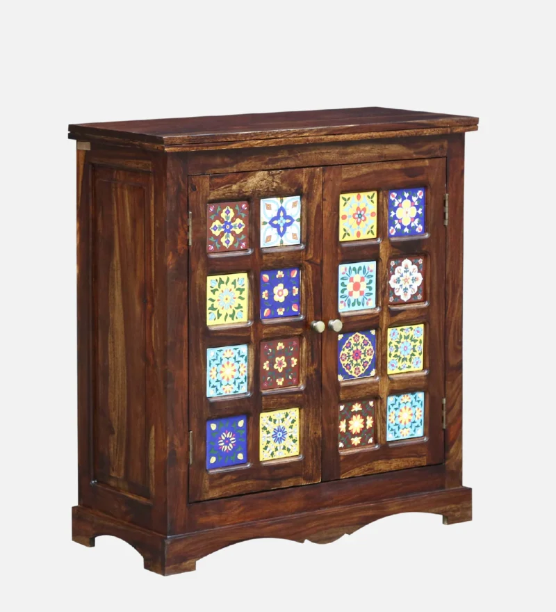Solid Sheesham Wood Cabinet with Dual Doors and Inner Shelf Storage Online - Image 5