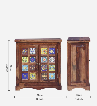 Contemporary Sheesham Sideboard with Polished Surface and Adjustable Storage Shelves - Image 3