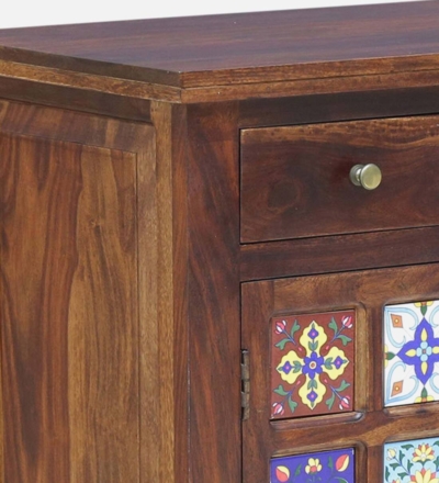 Traditional Sheesham Sideboard with Decorative Carving and Storage Drawer Units - Image 10