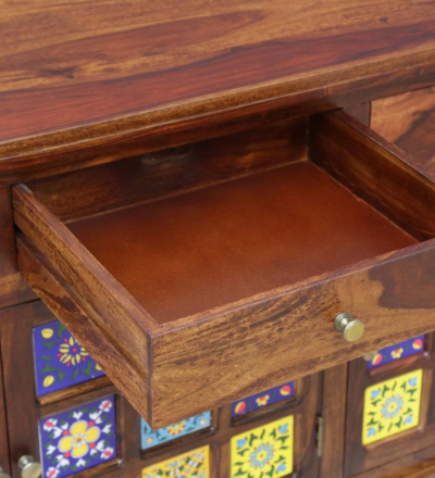 Large Storage Sideboard with Sheesham Wood Structure and Textured Panels - Image 9