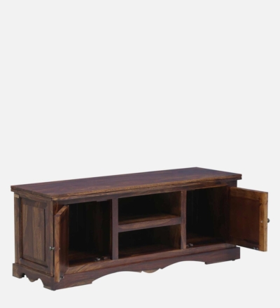 Handmade Wooden TV Console in Sheesham with Storage for Media Devices - Image 4