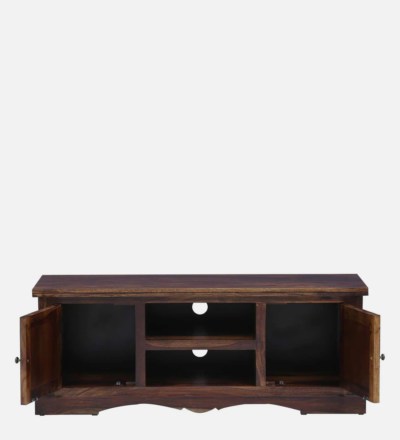 Handmade Wooden TV Console in Sheesham with Storage for Media Devices - Image 7