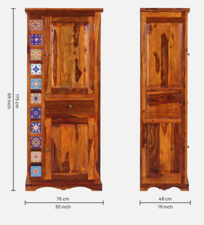 Sleek Wardrobe in Natural Sheesham Wood for Urban Bedrooms By Sarve Furniture - Image 4