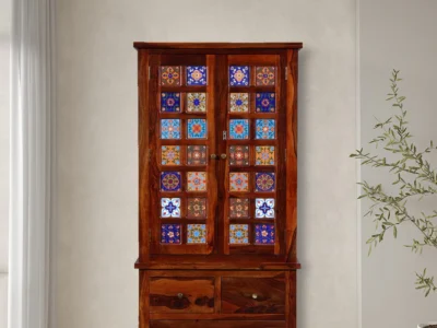 Contemporary Sheesham wood wardrobe with tall storage compartments by Sarve Furniture – sleek solid wood vertical wardrobe for bedroom