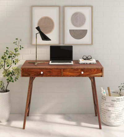 Classic Wooden Writing Table with Pull-Out Drawer and Spacious Surface
