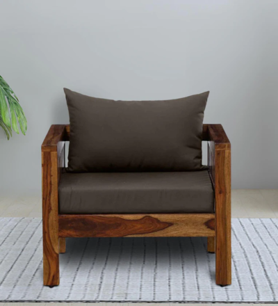 Classic single seater sofa with tufted back and fabric upholstery