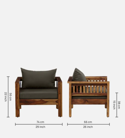 Classic Single Seater Sofa with Tufted Back and Durable Fabric Upholstery - Image 3