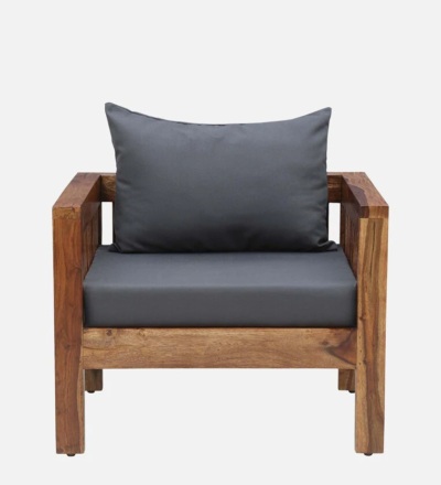 Modern Accent Chair Style One Seater Sofa with Elegant Wooden Legs - Image 4