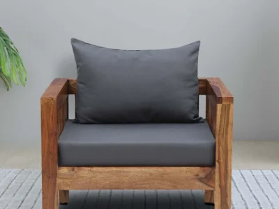 Modern one seater sofa in accent chair style with wooden legs