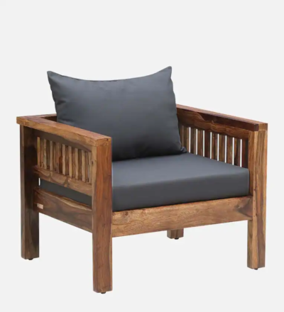 Modern Accent Chair Style One Seater Sofa with Elegant Wooden Legs - Image 5