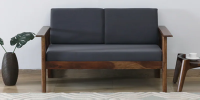 Slansko Sheesham Wood 2 Seater Sofa In Grey Colour By Sarve Furniture