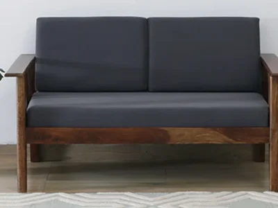 Slansko Sheesham Wood 2 Seater Sofa In Grey Colour By Sarve Furniture