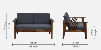 Slansko Sheesham Wood 2 Seater Sofa In Grey Colour By Sarve Furniture - Image 3