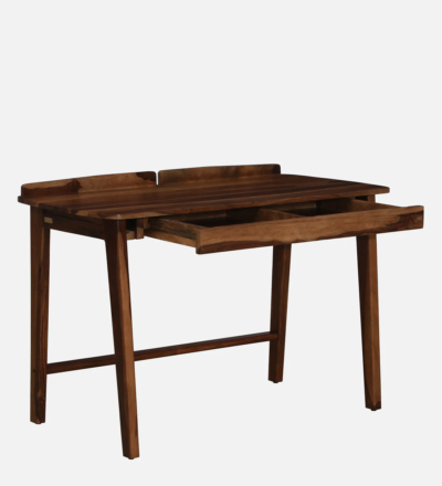 Solid Study Table with Drawer, Open Storage, and Natural Wood Texture - Image 6