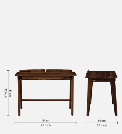 Solid Study Table with Drawer, Open Storage, and Natural Wood Texture - Image 3