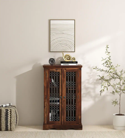 Solid wood crockery cabinet with open shelf and closed storage by Sarve Furniture – Buy online
