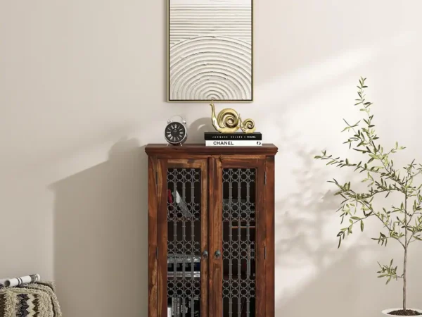 Solid wood crockery cabinet with open shelf and closed storage by Sarve Furniture – Buy online