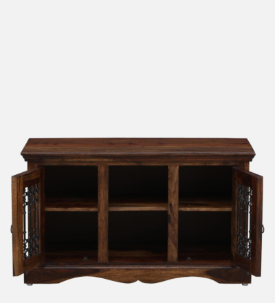 Sheesham Wood TV Console with Drawers and Open Shelf for Living Room - Image 4