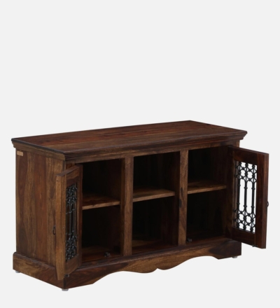 Sheesham Wood TV Console with Drawers and Open Shelf for Living Room - Image 6