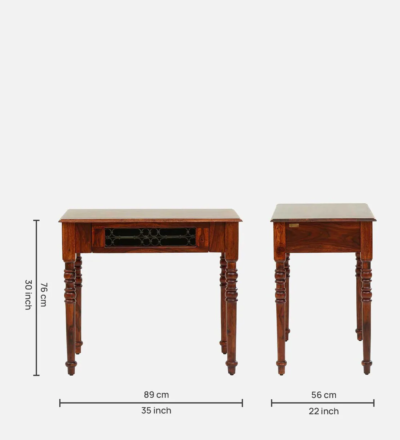 Sheesham Wood Writing Desk Compact with Drawer | Sarve Furniture - Image 3
