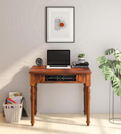 Compact Sheesham wood writing desk with drawer for study room or bedroom by Sarve Furniture