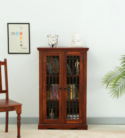 Designer Sheesham wood crockery cabinet with adjustable shelves by Sarve Furniture – Buy online