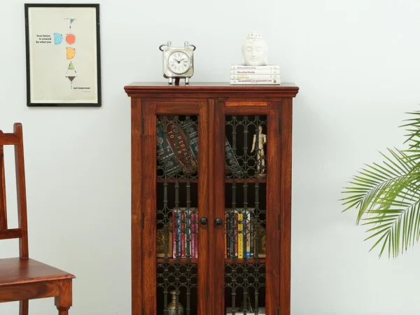 Designer Sheesham wood crockery cabinet with adjustable shelves by Sarve Furniture – Buy online