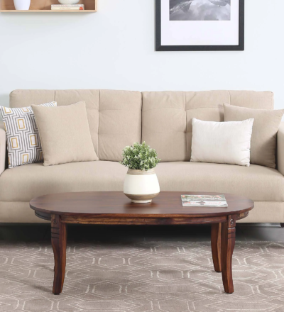 Rustic wooden coffee table with drawer and cross-leg base by Sarve Furniture – Buy Online