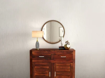 Sheesham Wood Storage Cabinet with Smooth Finish and Multiple Compartments