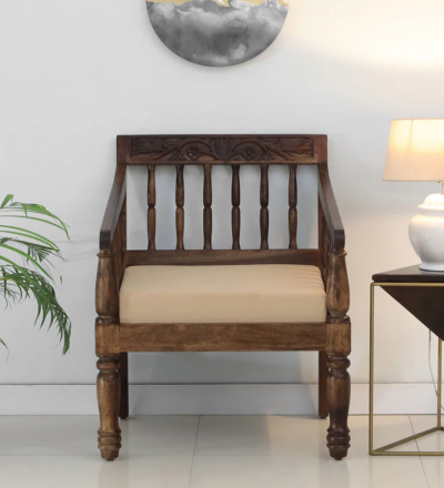 Modern Sheesham Wooden Sofa with Detachable Cushions and Strong Frame Support