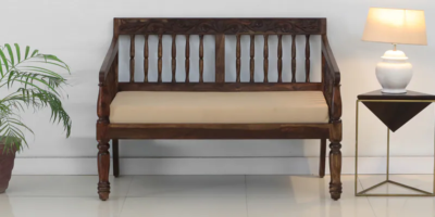 Classic 2 seater Sheesham wood sofa for drawing room
