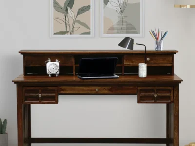 Sheesham wood study table with natural finish and smooth writing surface