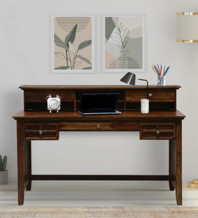 Sheesham wood study table with natural finish and smooth writing surface