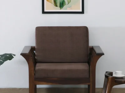 Compact single seater sofa with premium fabric for small rooms